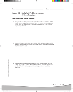 Lesson 5.3 Real-World Problems: Systems of Linear Equations