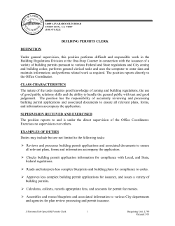 BUILDING PERMITS CLERK DEFINITION Under