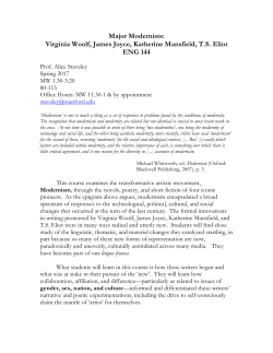 Major Modernists: Virginia Woolf, James Joyce, Katherine Mansfield