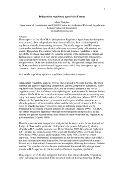 Independent regulatory agencies in Europe