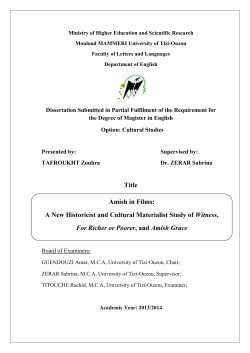 Title Amish in Films: A New Historicist and Cultural Materialist Study