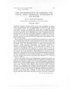 the determination of ammonia and total ionic inorganic