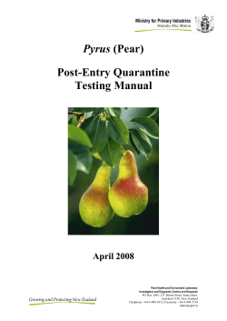 Pyrus (pear) testing manual -Post-entry quarantine