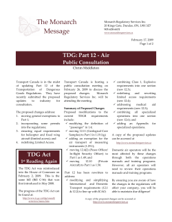 TDG - Part 12 and ICAO 2009 - Monarch Regulatory Services Inc.