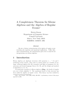 A Completeness Theorem for Kleene Algebras and the Algebra of