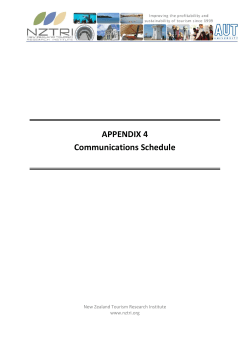 APPENDIX 4 Communications Schedule - NZTRI