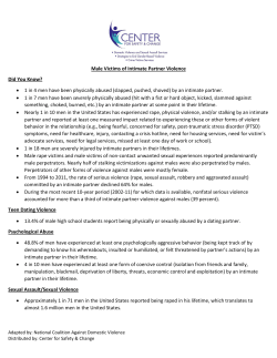 Male Victims of Intimate Partner Violence Did You Know? &bull; 1 in 4