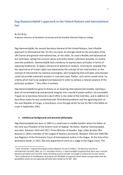 Dag Hammarskj&ouml;ld&acute;s approach to the United Nations