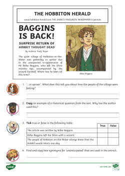 BAGGINS IS BACK! - Bilton Junior School