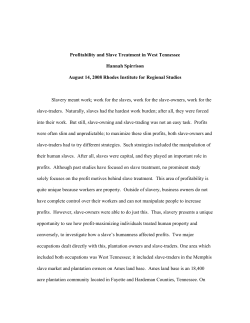 Profitability and Slave Treatment in West Tennessee