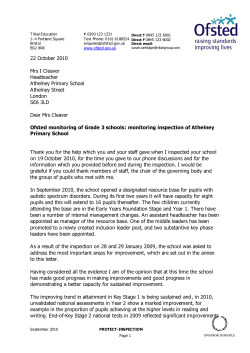 22 October 2010 Mrs I Cleaver Headteacher