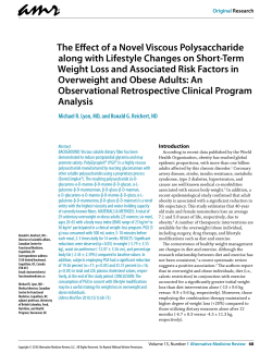 The Effect of a Novel Viscous Polysaccharide along with Lifestyle