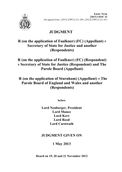 R (on the application of Faulkner) (FC) (Appellant) v Secretary of