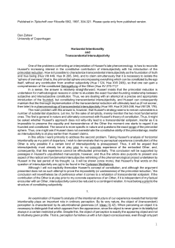 Horizontal Intentionality and Transcendental Intersubjectivity
