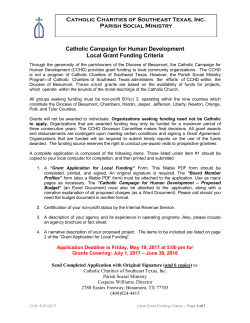 Local CCHD Grant Funding Criteria - Catholic Charities of Southeast