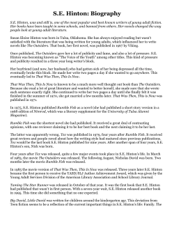 SE Hinton: Biography - Moore Public Schools