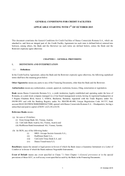 general conditions for credit facilities applicable starting with