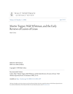 Martin Tupper, Walt Whitman, and the Early Reviews of Leaves of