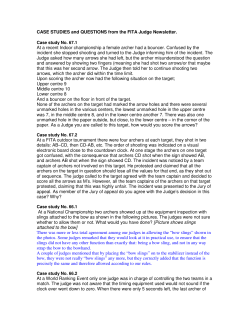 CASE STUDIES and QUESTIONS from the FITA Judge Newsletter