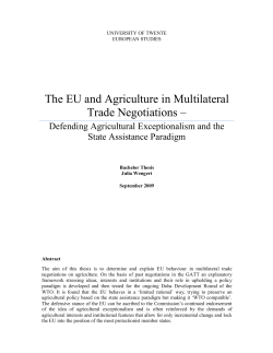 The EU and Agriculture in Multilateral Trade Negotiations