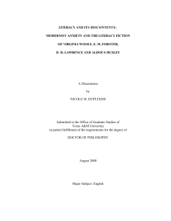 LITERACY AND ITS DISCONTENTS: MODERNIST ANXIETY AND