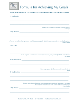 Formula for Achieving My Goals