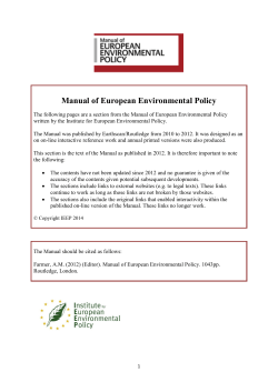 Manual of European Environmental Policy