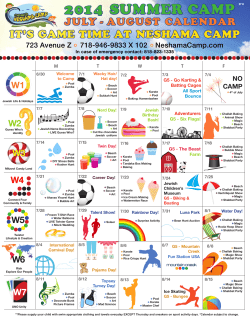 Calendar 2014 - CHABAD NESHAMA CAMP