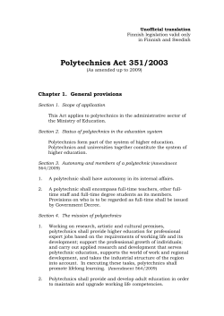 Polytechnics Act 351/2003