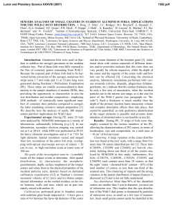 SEM-EDS Analyses of Small Craters in Stardust Aluminium Foils