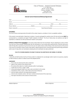 City of Vienna &ndash; Animal Control Division Animal Control Statement