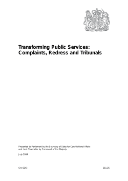 Transforming Public Services: Complaints, Redress and Tribunals