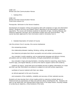 CORE 103 Written and Oral Communication