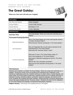 Great GAtsby Unit plan