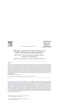 Mathematics in the home: Homework practices and mother&ndash;child