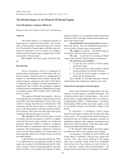 The Brand Image As An Element Of Brand Equity