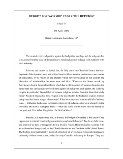 The Budget for Worship under the Republic (Article IV)