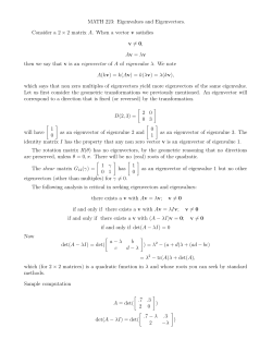 MATH 223: Eigenvalues and Eigenvectors. Consider a