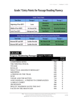 Grade 7 Entry Points for Passage Reading Fluency