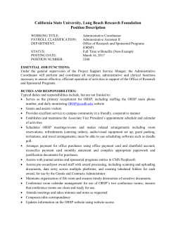 Department of Office of Research and Sponsored Programs (ORSP)