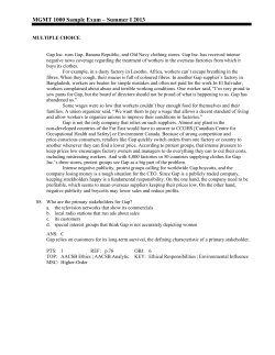 MGMT 1000 Sample Exam &ndash; Summer I 2013