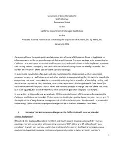 statement to the California Department of Managed Healthcare on