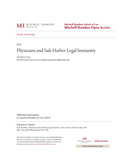 Physicians and Safe Harbor Legal Immunity