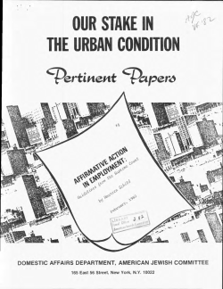 OUR STAKE THE URBAN CONDITIO*