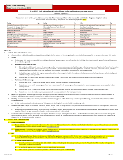 2014-2015 Policy Handbook for Residence Halls and On