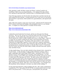 K9AY 80/160 Meter Switchable Loop Antenna System