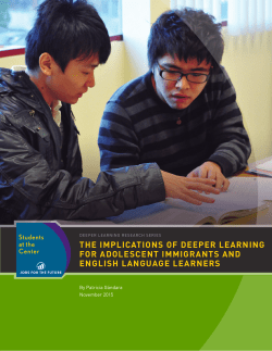 the implications of deeper learning for adolescent immigrants and