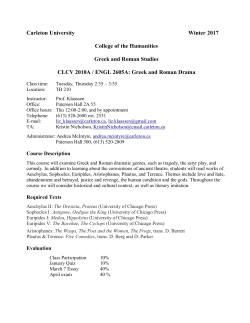 CLCV 2009 / English 2009: Greek and Roman Literary Genres