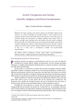 Animal Transgenesis and Cloning: Scientific, Religious and Ethical