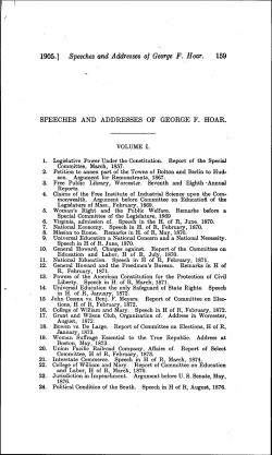 speeches and addresses of george f. hoar.